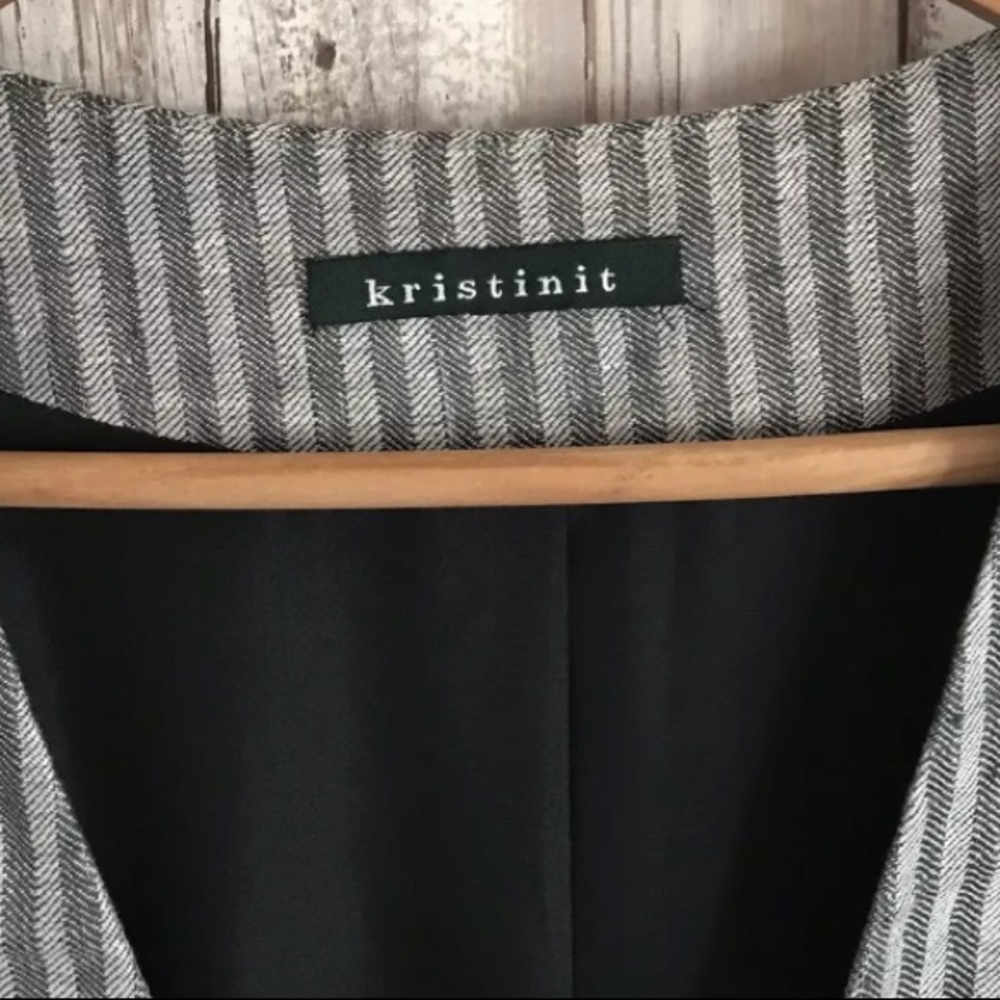 Anthropologie KRISTINIT Blazer SZ XS Striped Bow - Picture 3 of 6